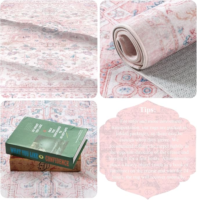 LIVEBOX Pink Washable Area Rug 8x10 - Image 9