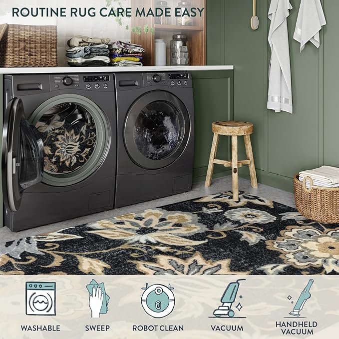 Lahome Floral Washable Living Room Area Rug - Image 5