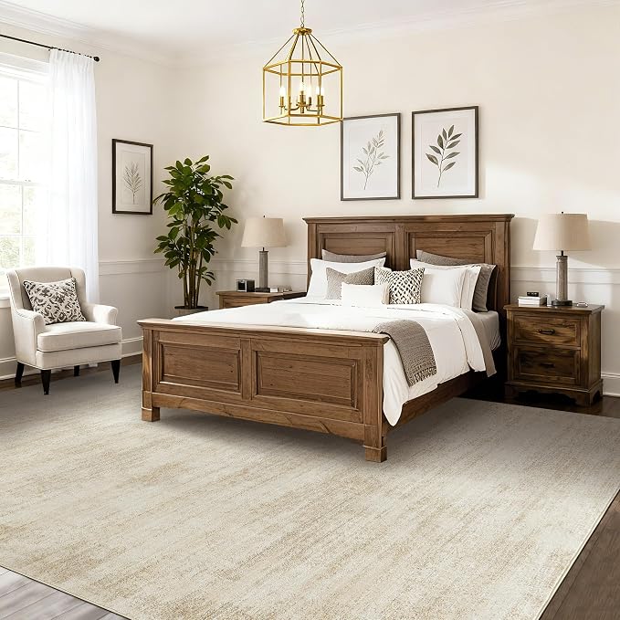 8x10 Area Rugs for Living Room, Washable Tan Beige Neutral Abstract Modern - Image 2