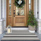KOZYFLY Black and White Striped Outdoor Doormat 27.5x43 Inches Area Rug by KOZYFLY