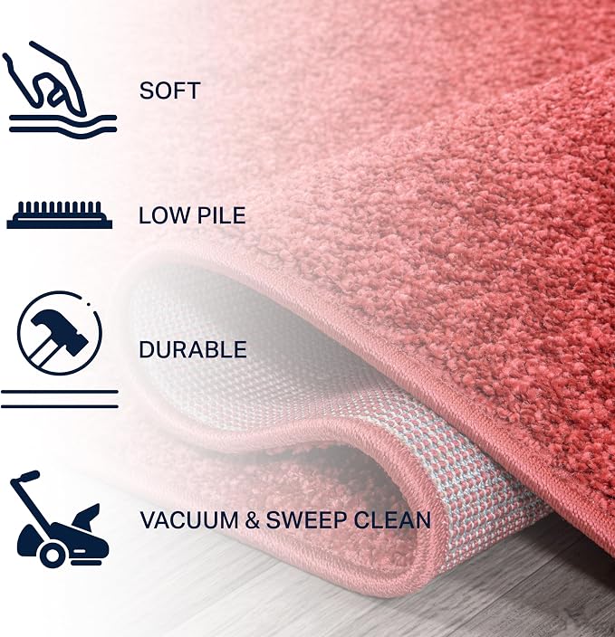 JONATHAN Y Haze Solid Low-Pile Red 3x5 Oval Indoor Area Rug, Minimalist - Image 3