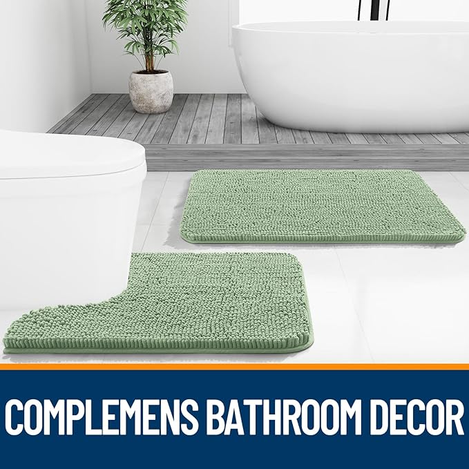 OLANLY Toilet Rugs U-Shaped 24x20, Extra Soft Absorbent Chenille Contour - Image 7