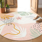 Lahome Pink 6' Round Area Rug, Non-Slip Soft Ultra-Thin Washable Floral Boho by Lahome