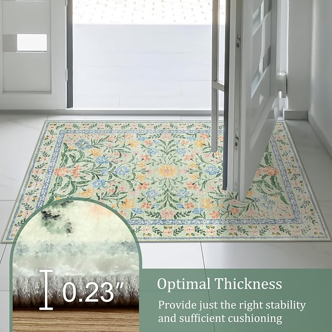 Morebes Washable Kitchen Runner Rug 2x6, Vintage Flower Soft Ultra-Thin Indoor - Image 7