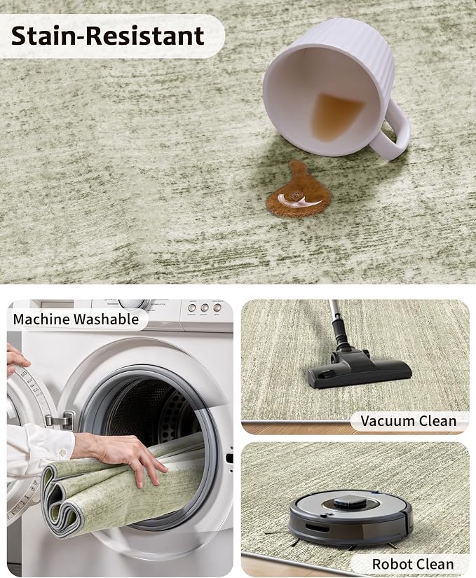 Art&Tuft Washable Rugs 5x7, Low Pile Area Rugs - Image 8