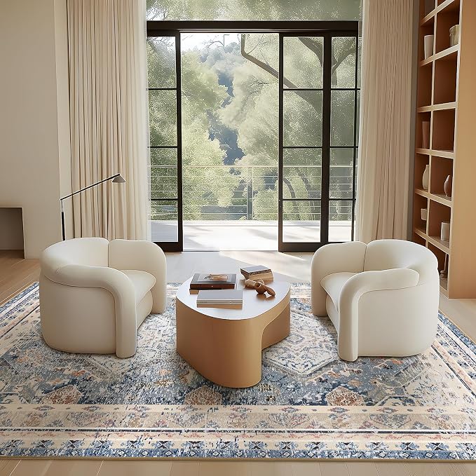 Phantoscope Washable Area Rug 4'x6' Non-Slip, Vintage Neutral Rugs - Image 7