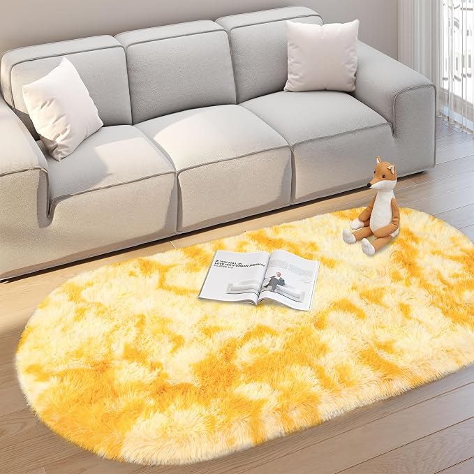 Soft Fluffy Area Rug for Bedroom, Fuzzy Shaggy Oval Throw Rugs for Bedside - Image 2
