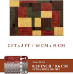 YIHOUSE Red and Green Entryway Rug 2x3, Checkered Area Rug, Vintage Welcome Mats - Image 5