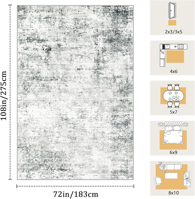 6x9 Machine Washable Area Rug for Living Room, Kids and Pets Friendly for - Image 2