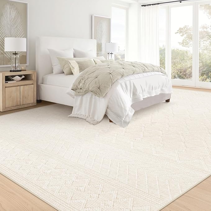8x10 Area Rug Living Room: Washable Boho Geometric Moroccan Rug Neutral Modern - Image 6