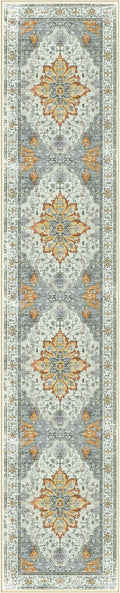 Area Rugs 2'6''x12' Washable Non-Slip, Floral Vintage Distress Print Pattern by RELEANY