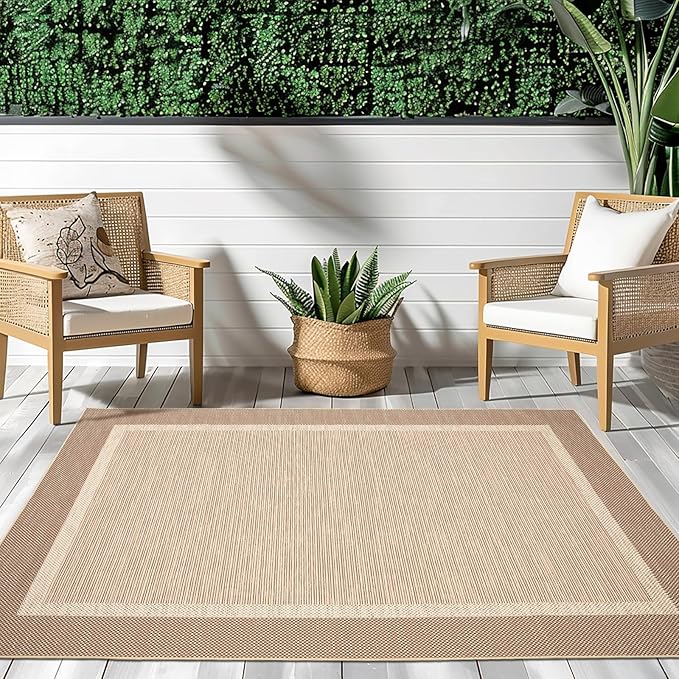 ILANGO Jute Area Rugs for Outdoor, Patio Woven Washable Rugs 5'x7', Natural - Image 2