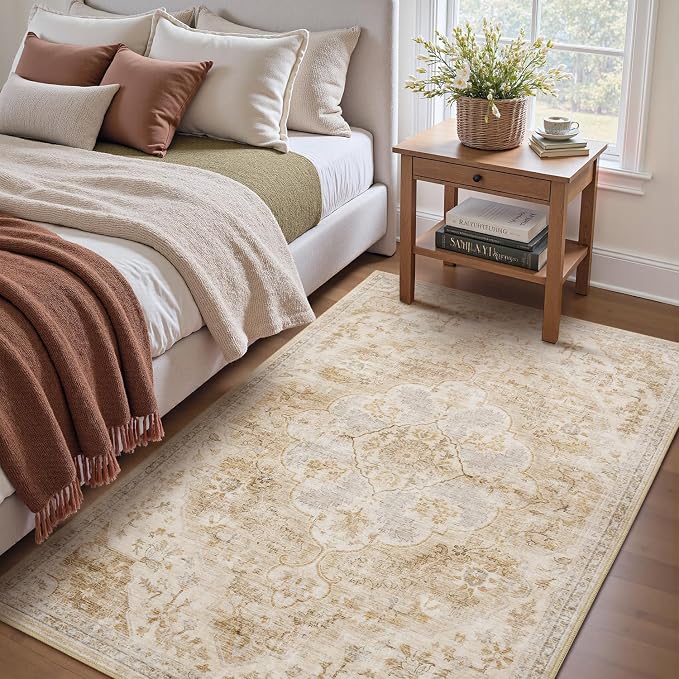 tchdio 3x5 Bedroom Area Rug, Non Slip Washable Entryway Rug Indoor, Soft Low by Tchdio