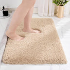 Small Bathroom Rug 17x24 Non Slip Beige Fluffy Bath Mat by Disolla