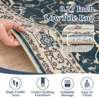 Vintage Blue Area Rugs 5x8, Non Slip Washable Rug - Image 6