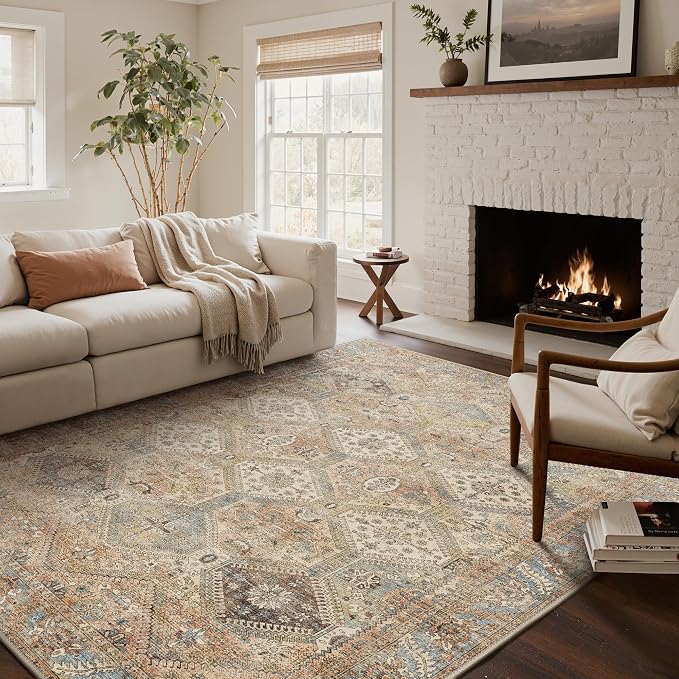 Bavni 6x9 Area Rugs for Living Room, Machine Washable Rug Non Slip, Vintage by BAVNI