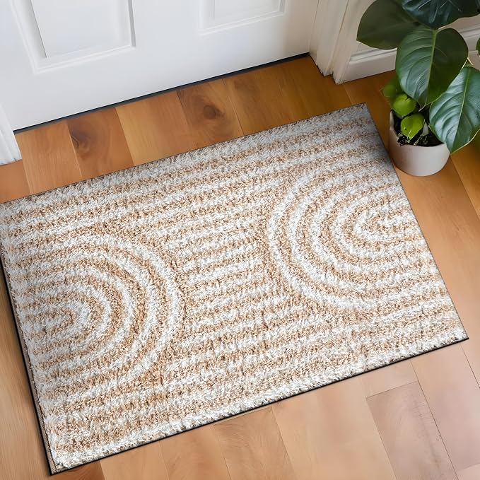 Rugshop Abstract Arch Shag Area Rug Beige 2' x 3' Ideal by Rugshop