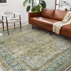 Washable Area Rug 9'x12' Boho Design Non-Shedding Easy Care Ideal - Image 2