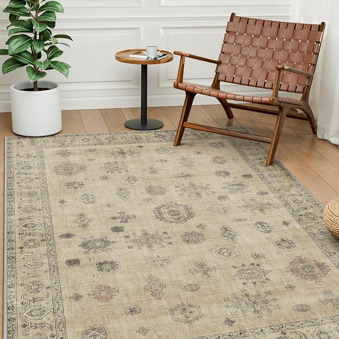 GENIMO 5x7 Area Rugs for Living Room, Machine Washable Non Slip Vintage Retro by GENIMO
