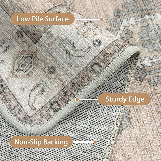 GENIMO 5x7 Area Rugs for Living Room, Machine Washable Non Slip Vintage Retro - Image 6