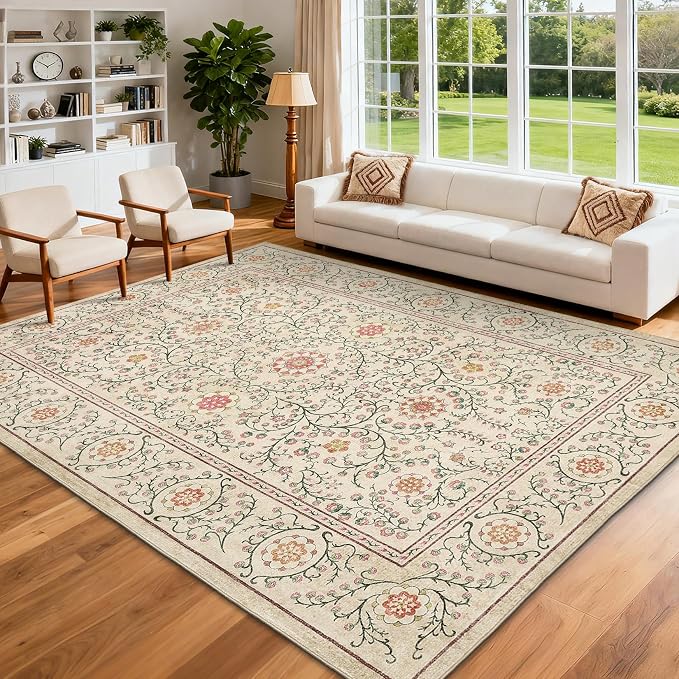 GarveeHome Boho 8x10 Area Rugs for Living Room, Floral Vintage Rugs for Bedroom - Image 2
