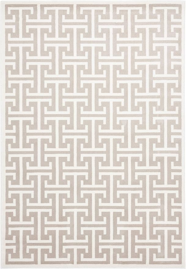 Abani Contemporary 3D Beige & White Modern Greek Key Pattern Area Rug - Image 3
