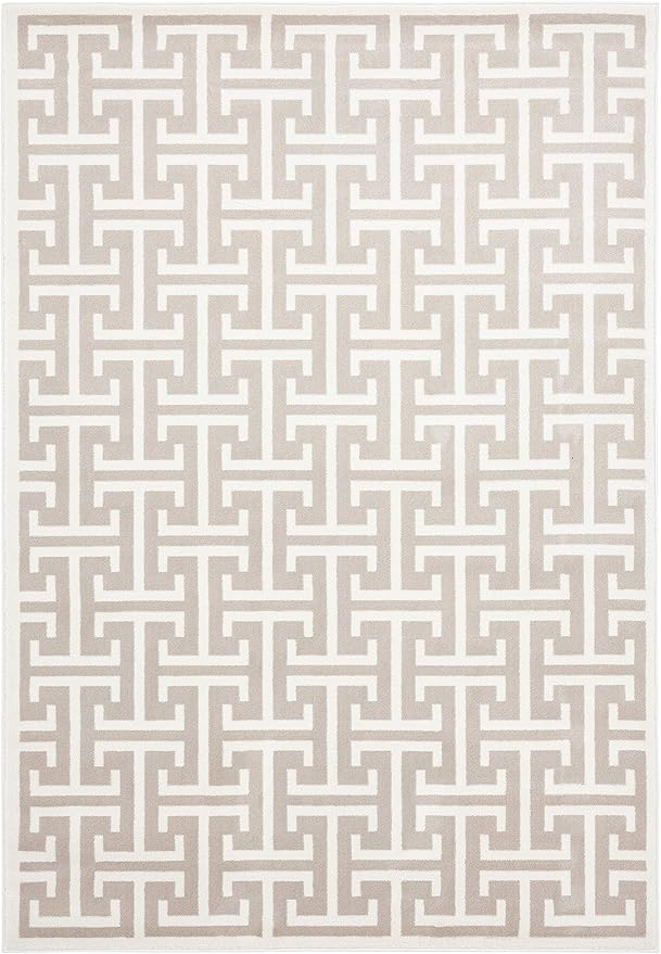 Abani Contemporary 3D Beige & White Modern Greek Key Pattern Area Rug - Image 3