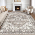 10x14 Area Rugs Living Room: Washable Boho Large Neutral Vintage Soft Rug Stain by LOONGRUG