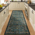 DUKINO 2.6x8 Runner Rug for Hallway, Washable Vintage Floral Kitchen Rug by DUKINO