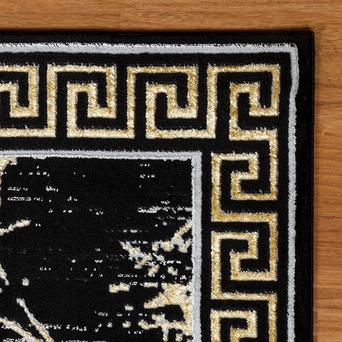 GLORY RUGS Area Rugs Marble 2x7 Black Gold Carpet Modern Abstract Rug Living - Image 3
