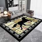 Western Horse Print Rugs 7x9ft, Boho Floral Area Rug, Botanical Print Low Pile - Image 3