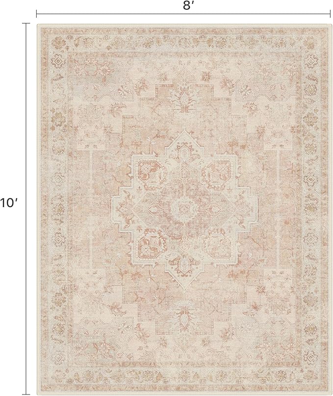 8x10 Area Rugs for Living Room, Machine Washable Non Slip Vintage Rugs - Image 2