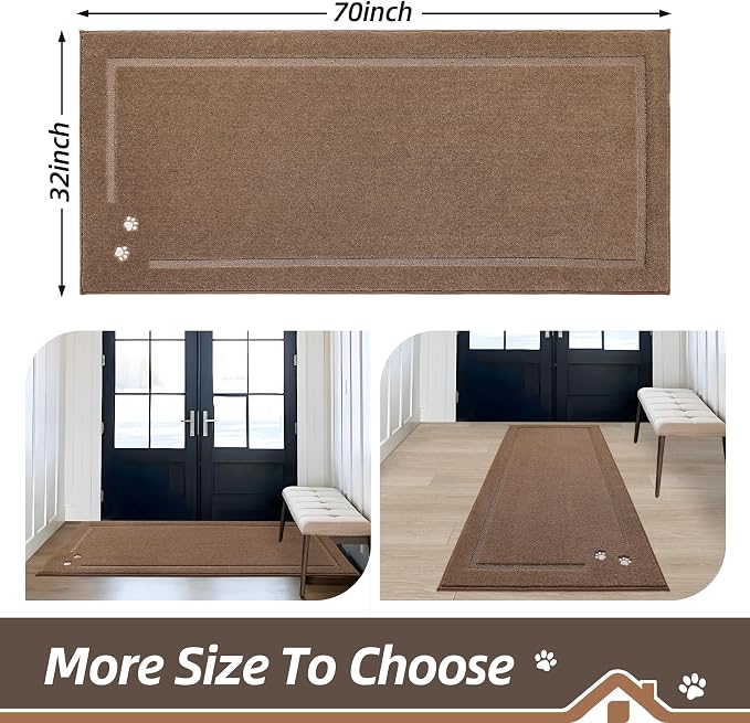 BEQHAUSE Dog Door Mat for Muddy Paws 32"x70" Dirt Trapper Absorbent Doormat Non - Image 2