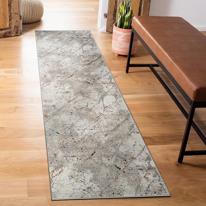 Rugshop Drifted Marble Abstract Area Rug Durable, Kid & Pet Friendly Gray - Image 6