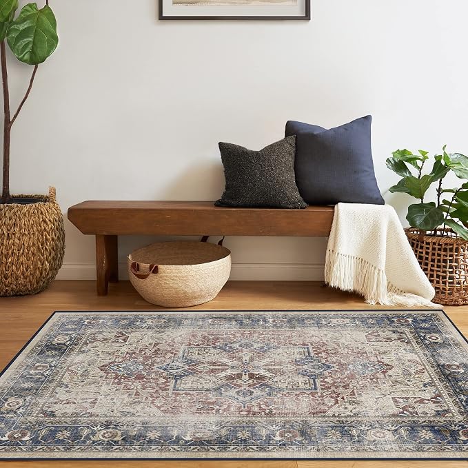 RUGGABLE Washable Area Rug – Kamran Royal Blue 4x6, Stain-Resistant, Non-Slip – - Image 2