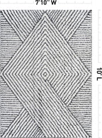 Rugshop Geometric Diamond Stripe Shag Area Rug White 7' 10" x 10' Perfect - Image 2