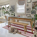 KOZYFLY Striped Outdoor Rug 3x5 Ft Red and White Christmas Front Door Rug Woven - Image 3