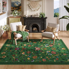 Vintage Medallion Floral 4x6 Rug, Machine Washable Non-Slip Area Rug, Low Pile by Vowkten