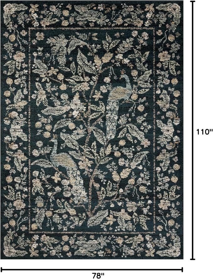 Loloi Rifle Paper Co. Laurel Collection LAU-05 Navy/Multi 6'-6" x 9'-2" Area Rug - Image 2