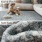 Area Rug 5x7 Blue Washable Living Room Carpet Soft Non Slip Vintage Bedroom - Image 3