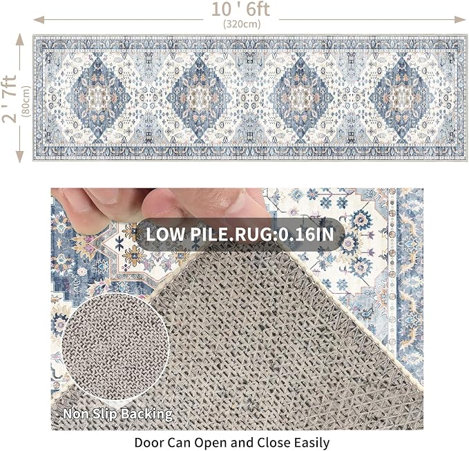 Enkor Runner Rugs for Hallway, 2.6x10.5 Washable Soft Non Slip Floor Rugs for - Image 2