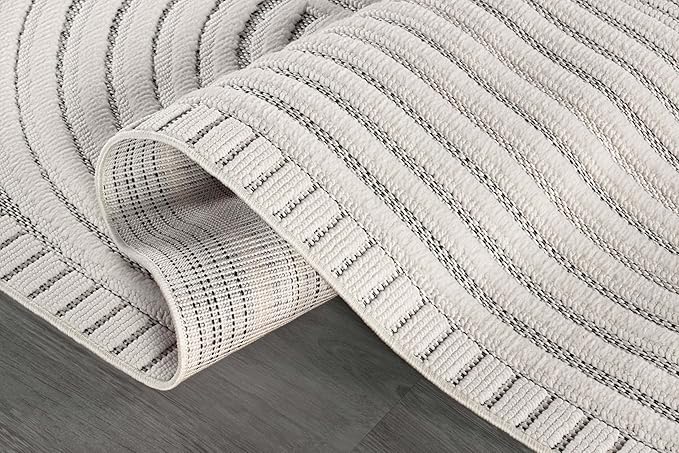 CAMILSON Modern Rug 5x7 Luxury Swirl Curved Micro Loop Area Rugs Soft High-Low - Image 8
