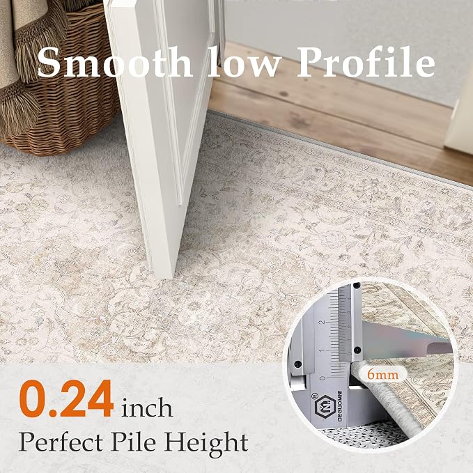 HUGEAR 2x3 Entryway Area Rug Vintage Beige Small Rug Machine Washable Door Mat - Image 4