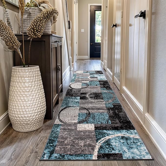 Rugshop Contemporary Circle Design Runner Rug, Non-Shedding Carpet - Image 5