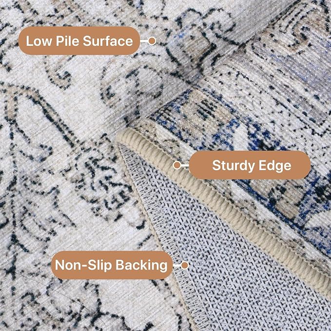 GENIMO 10x14 Area Rugs for Living Room, Machine Washable Non Slip Vintage Retro - Image 4