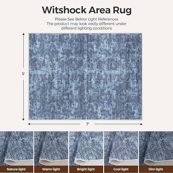 WITSHOCK 5x7 Area Rugs for Living Room: Machine Washable Non Slip Modern - Image 2