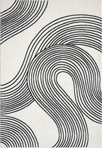Abani Nuevo Beige Black Swirls Modern Area Rug 6' x 9' - Image 3