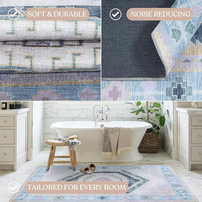 Fame Living Washable Area Rug. Modern Farmhouse. Vintage. Turkish. Bohemian. - Image 5