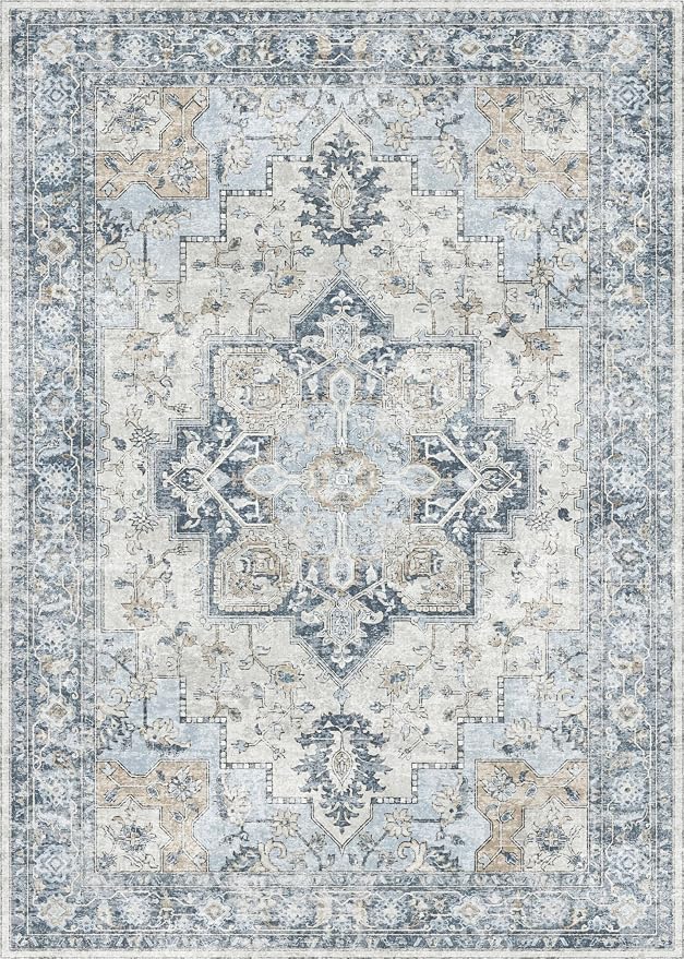 GENIMO 3x5 Area Rugs for Living Room, Machine Washable Rug, Non Slip Vintage - Image 8