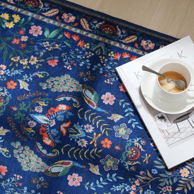 Rugcomf 9x12 Area Rugs for Living Room Washable Rug Floral Non-Slip Large Rug - Image 8